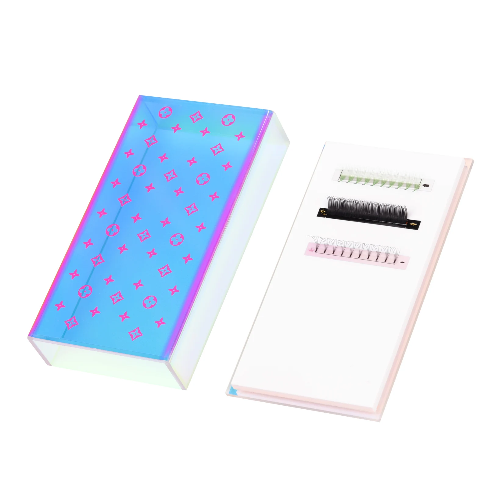 Custom Logo Acrylic Lash Pallet With Cover magnet Lash Tile Tray Eyelashes Extensions Tool Hot Selling magnet Eyelash Pallet