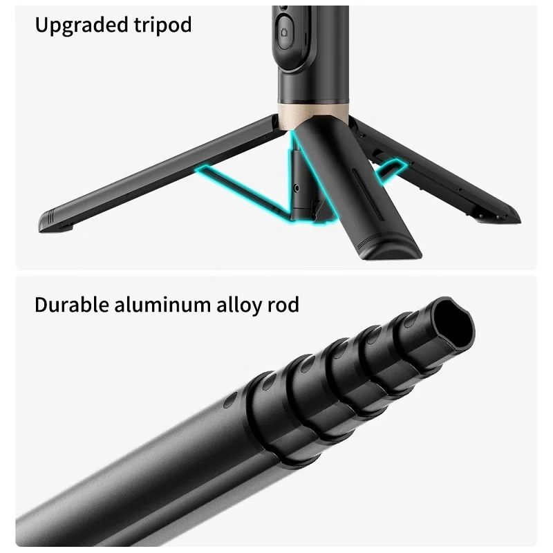 Amazlie Q12 Aluminum Alloy 3 in 1 Hidden Cell Phone Wireless Remote Selfie Stick with Tripod Stand