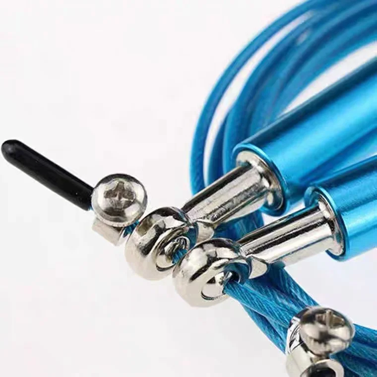 Blue 9.2 Feet Ball Bearing Home Indoor Kids Adults Colorful Adjustable Metal Skipping Rope Long Handle Speed Jump Ro