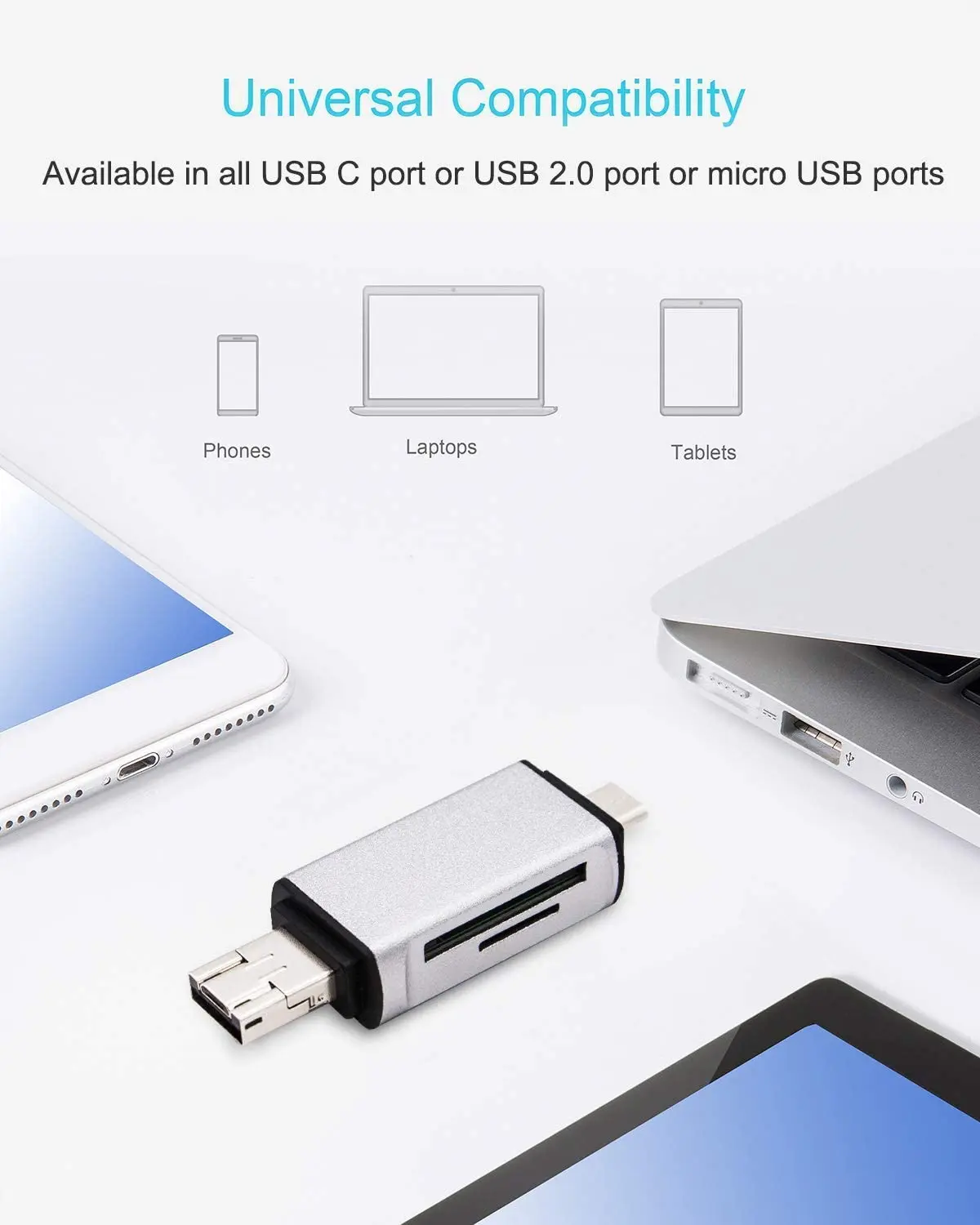 Горячая Распродажа 3 в 1 многофункциональный высокоскоростной беспроводной кардридер Sd Otg Type C кардридер