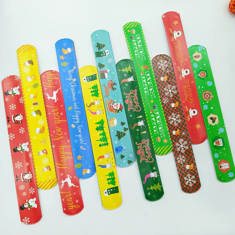 Santa Claus Snowman Xmas Slap Bracelet Pat-pat Circle Children Party Toy new