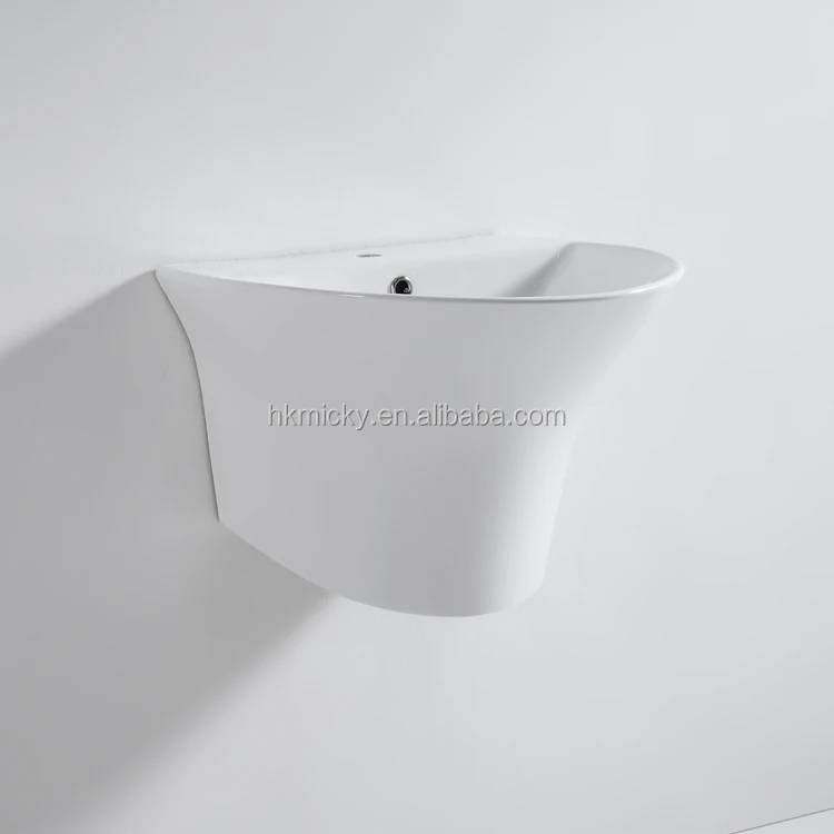 Porcelain wash basin semi pedestal wall hang sinks cheaper price basin with fixing screw