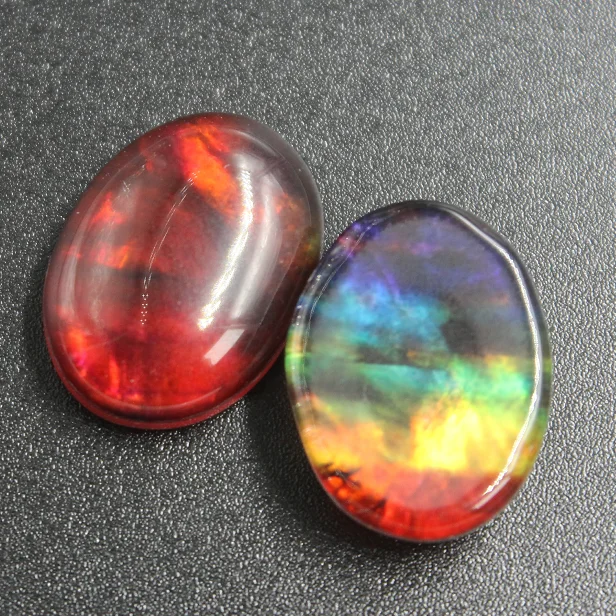 YZ  Manufacturer HQ Colorful Oval Shape Quartz Colorful Glass Spot Stones Ammolite Gems