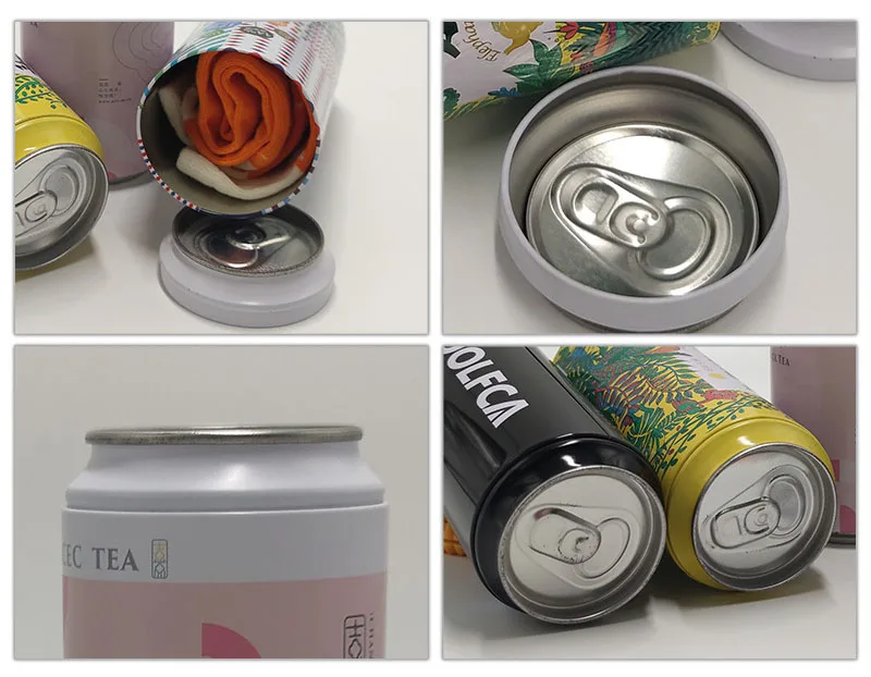 Empty custom logo metal beer can cover underwear storage case sock T-shirt canister beer can for gift
