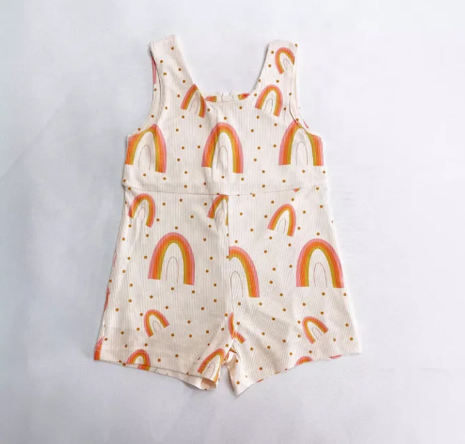 Wholesale Custom Printing Children Clothes Kids Summer Baby Girls Floral Printed One Piece Shorts Jumpsuit Romper