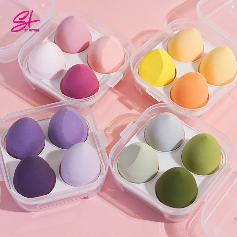 Colorful Face Sponge Sets Egg Facial Sponge Beauty Facial Blenders Puff Foundation Makeup Sponge With Case