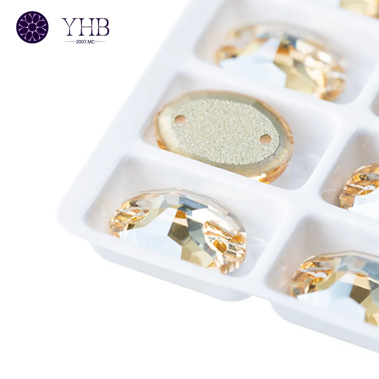 YHB Factory Direct Selling Glass Crystal Strass Oval Shape Sew On Crystal Clear Rhinestones