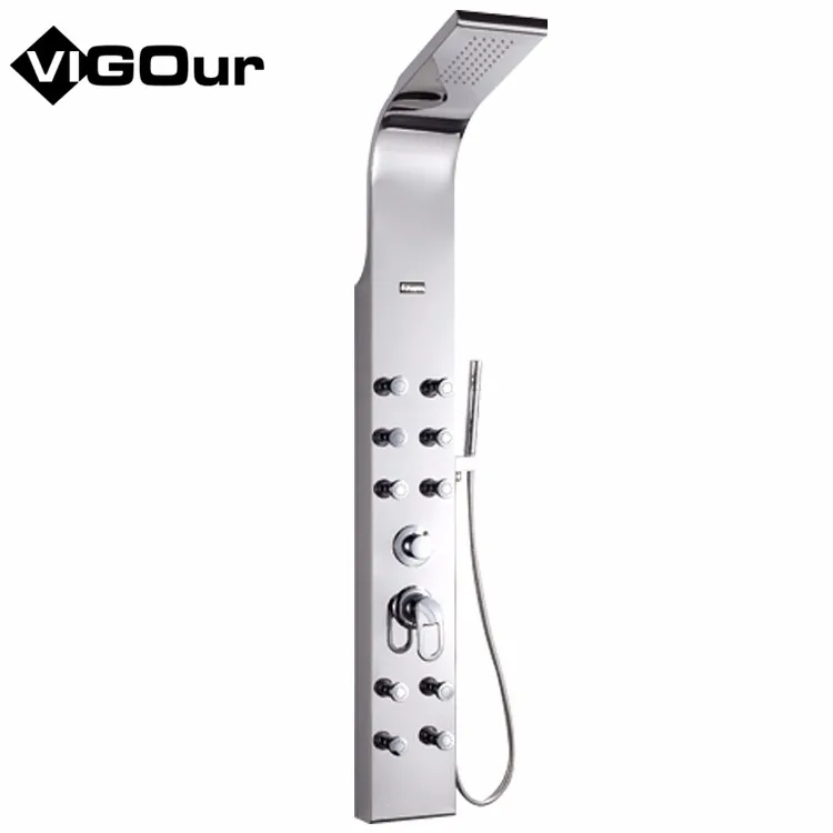 New wall mounted retractable stainless thermostatic rain shower with waterfall