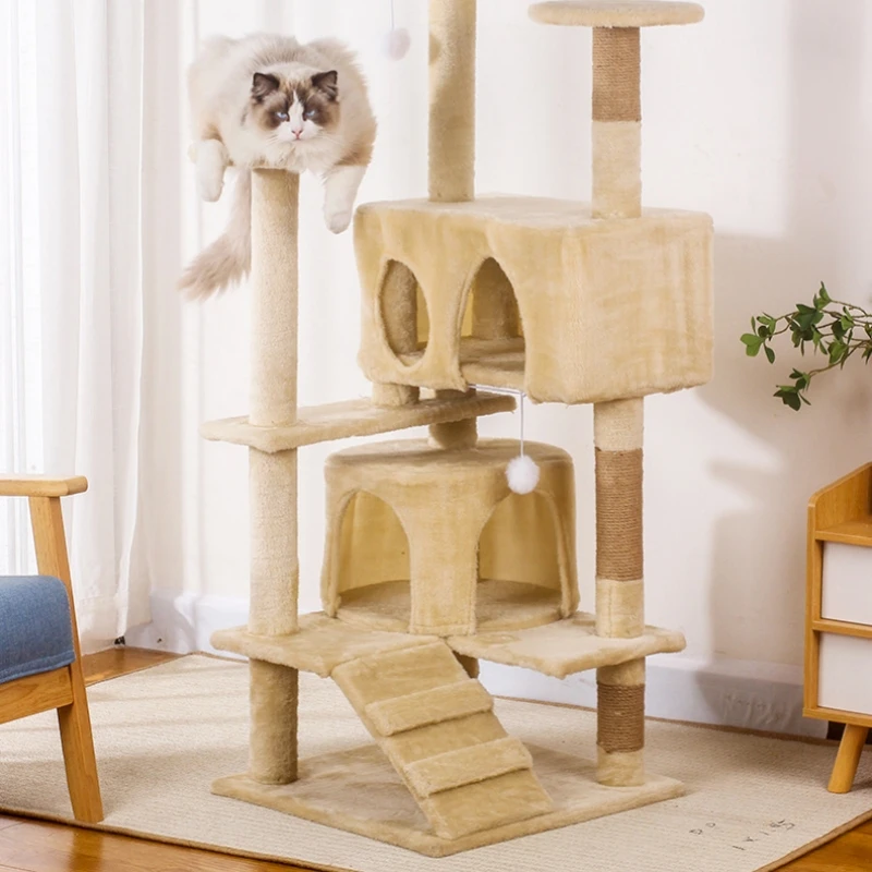 Multi-level Luxury Cat Climbing Frame Scratching Post Sisal Indoor Non-occupying Jump Platforms Stable Large Cat Climbing Tower