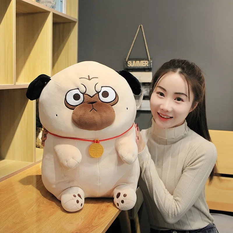 Hot Wholesale Custom Stuffed Soft Cute Lovely Cartoon Gifts Kids Animal Shar Pei Baza Black Pet Puppy Plush Toy Pillow Doll
