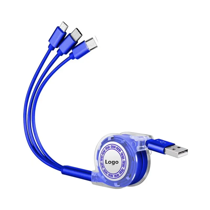 30% Off OEM подарок логотип 3 в 1 Выдвижной Micro USB Type C кабель 8 Pin зарядный кабель для мобильного телефона