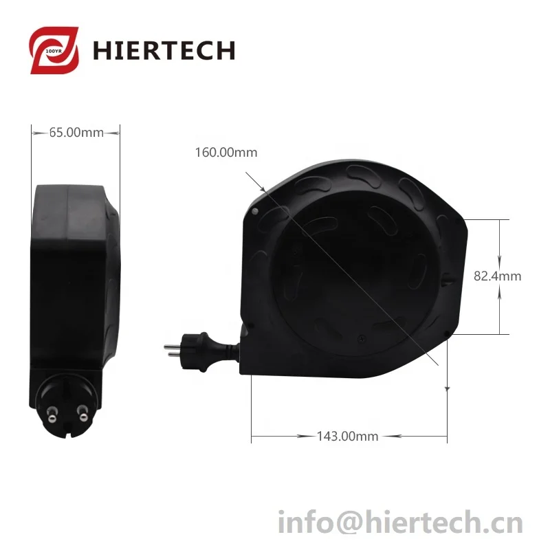 Hiertech Маленький выдвижной кабельные барабаны с 2 ядра шнур питания