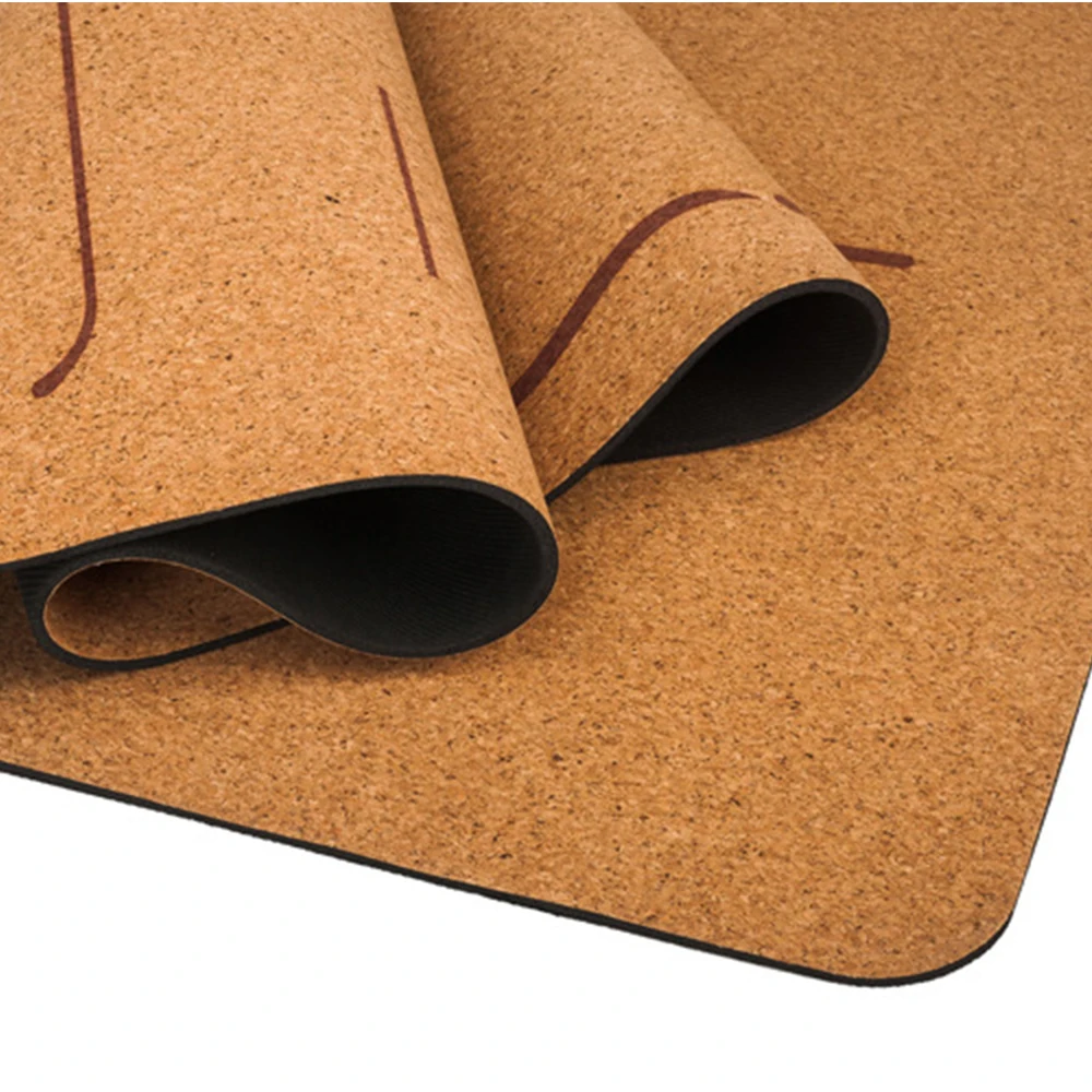 Eco friendly custom logo anti slip  natural cork yoga mat