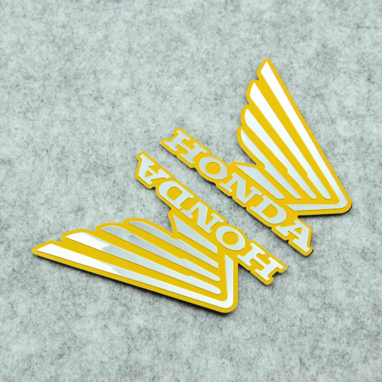 Customized aluminum alloy decorative decal sticker motorcycle metal logo sticker for honda wings