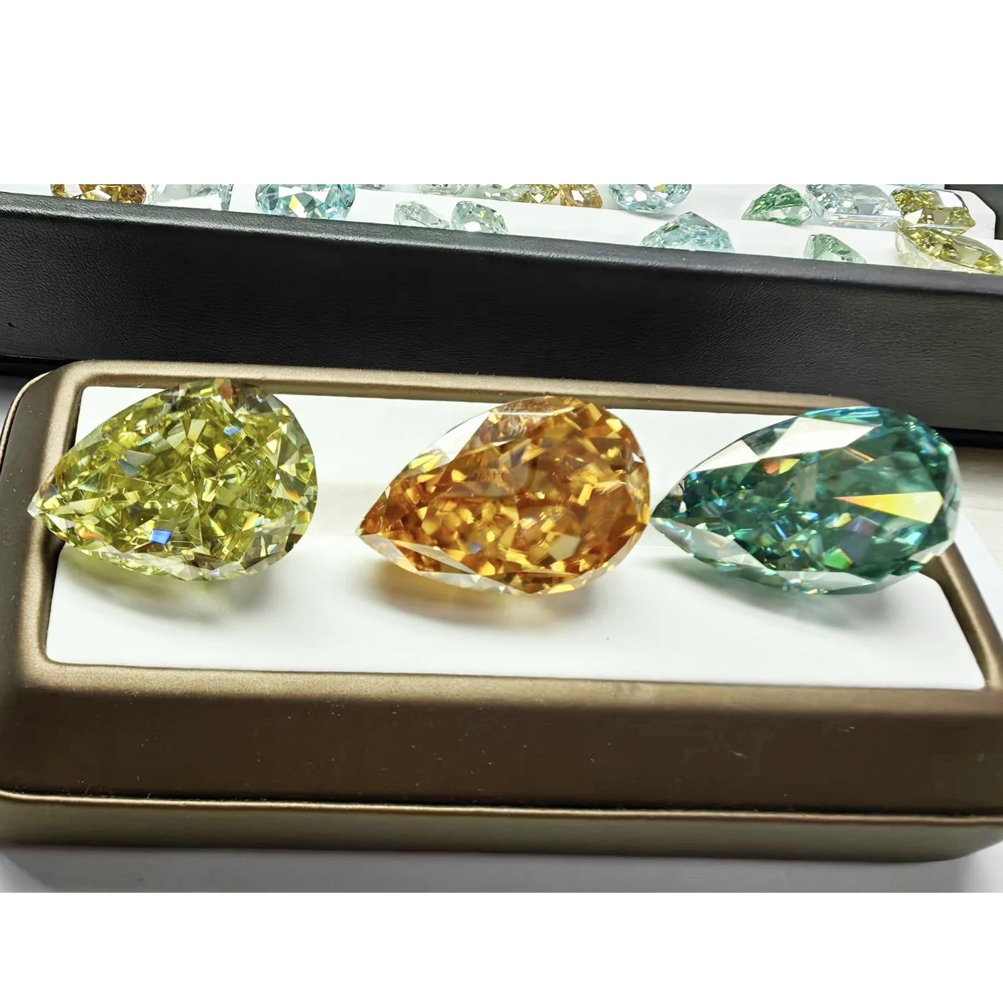 Direct sales fancy aquamarine colored pear shape VVS1 moissanite diamond