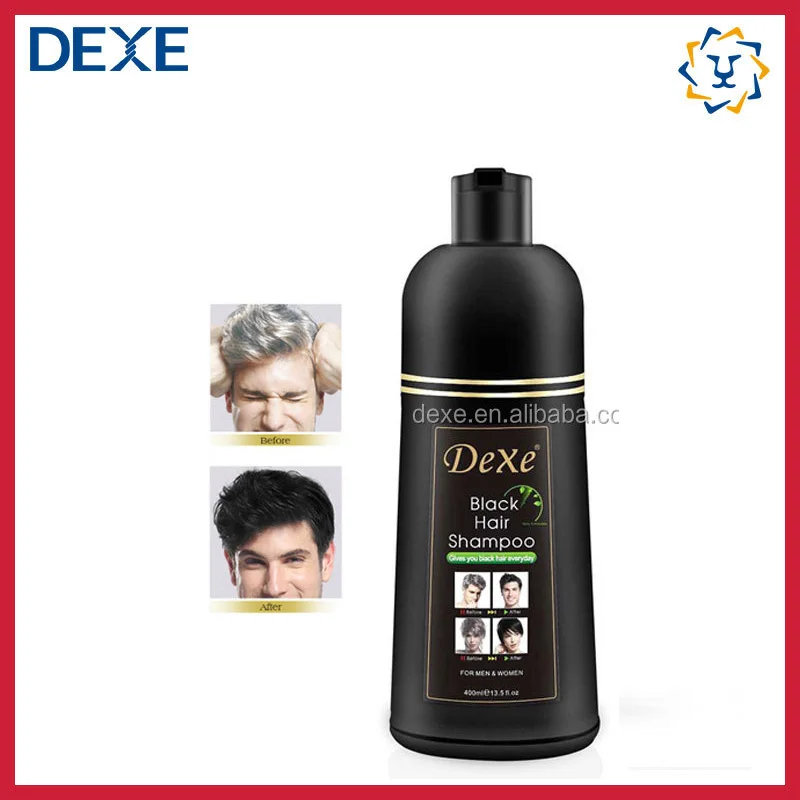 Dexe Wholesale OEM Organic Non Allergic Color Hair Dye Shampoo Fast Grey Hair Coverage Black Hair Shampoo 400ml 420ml 500ml