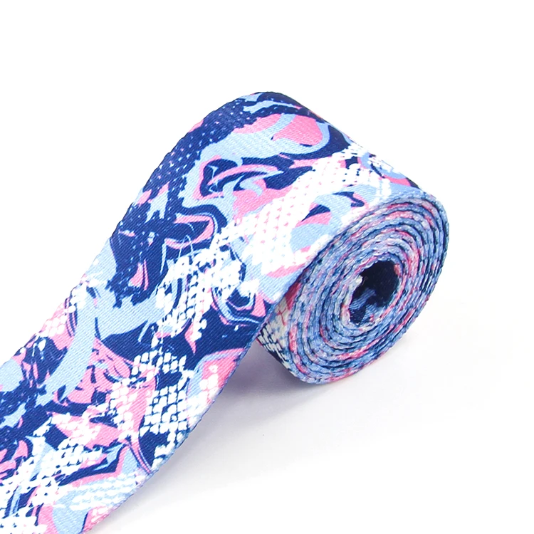 Eco Friendly Webbing Recycled Polyester Webbing Custom Heat Transfer Webbing Woven Band Sublimation Tape