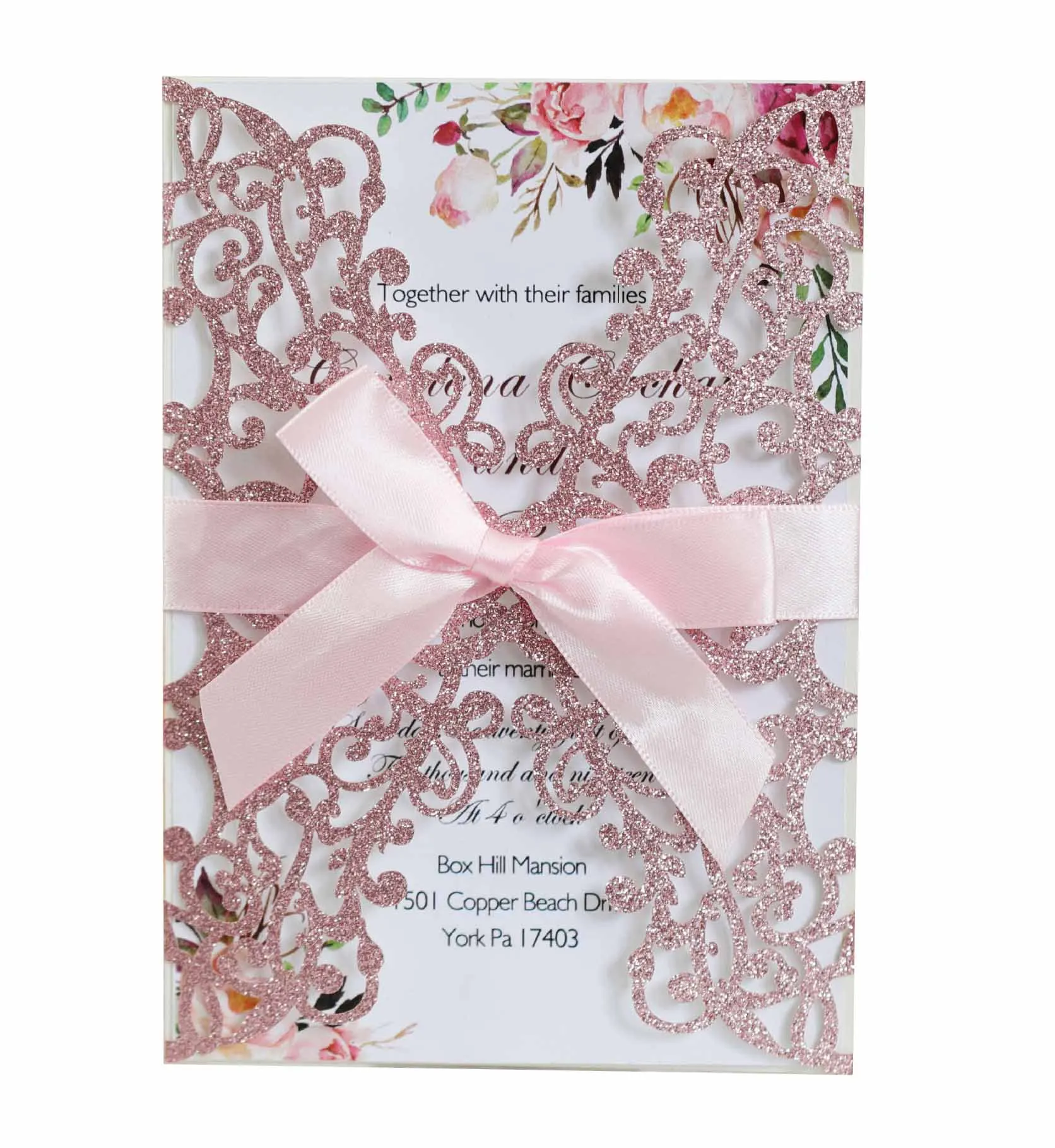
Wholesale White 3D Lace Design Laser Holiday Card Marriage Wedding Invitation Card 