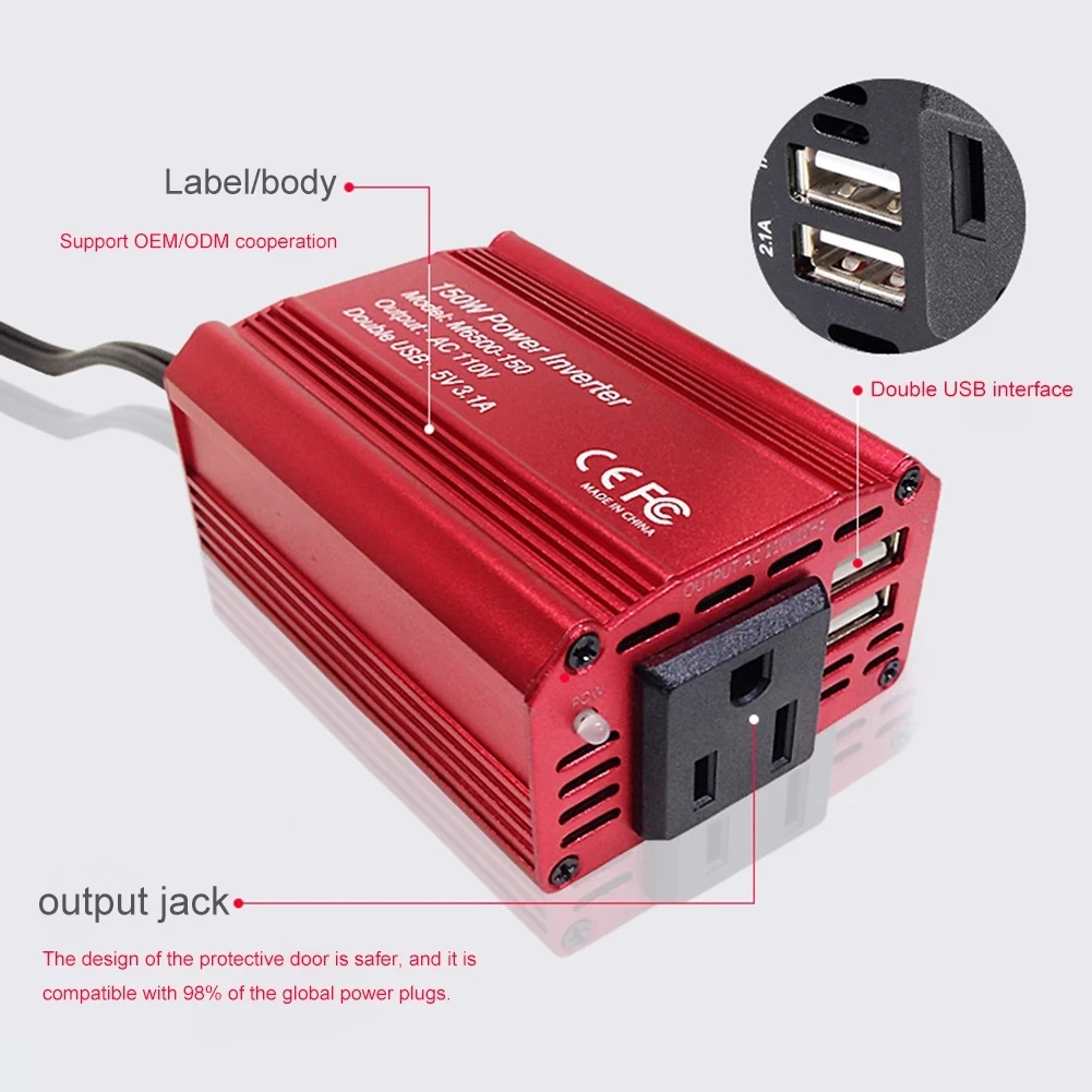 DC 12V to 220V AC 300W DC to AC Power Converter Automatic Transformer With EU Socket Dual USB Car Adapter Dropsh Car Inverter