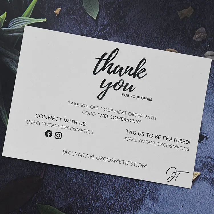 Custom Eco-Friendly Kraft Paper Ecommerce Thank You Card for Packaging Greetings Features Your Logo Supports Small Businesses