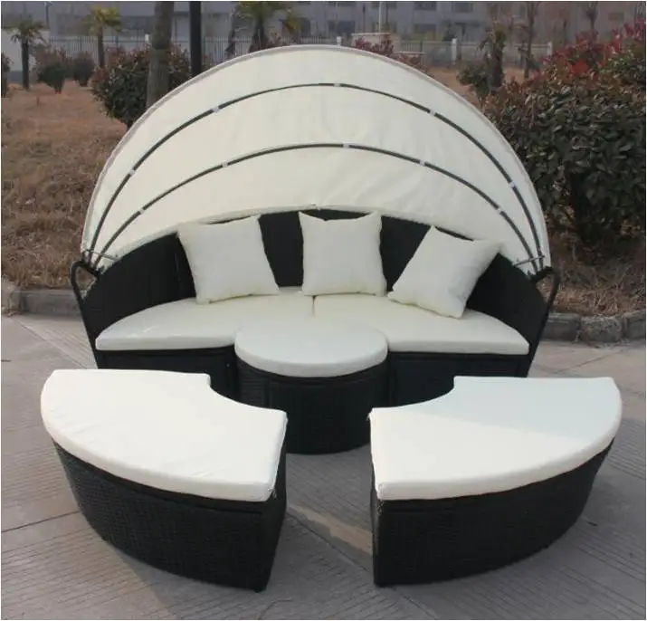 Modular Sofa Outdoor Garden Sofa Set Outdoor With Height Adjustable Lifting Table Round Shape Garden Sofa Set Outdoor Sundbed
