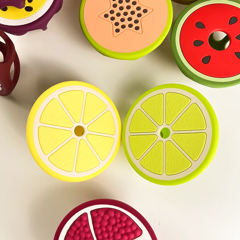 Manufacturer Customizable Bpa Free Food Grade Fruit Vegetable Shape Teether Soft Safe Silicone Baby Fruit Teether