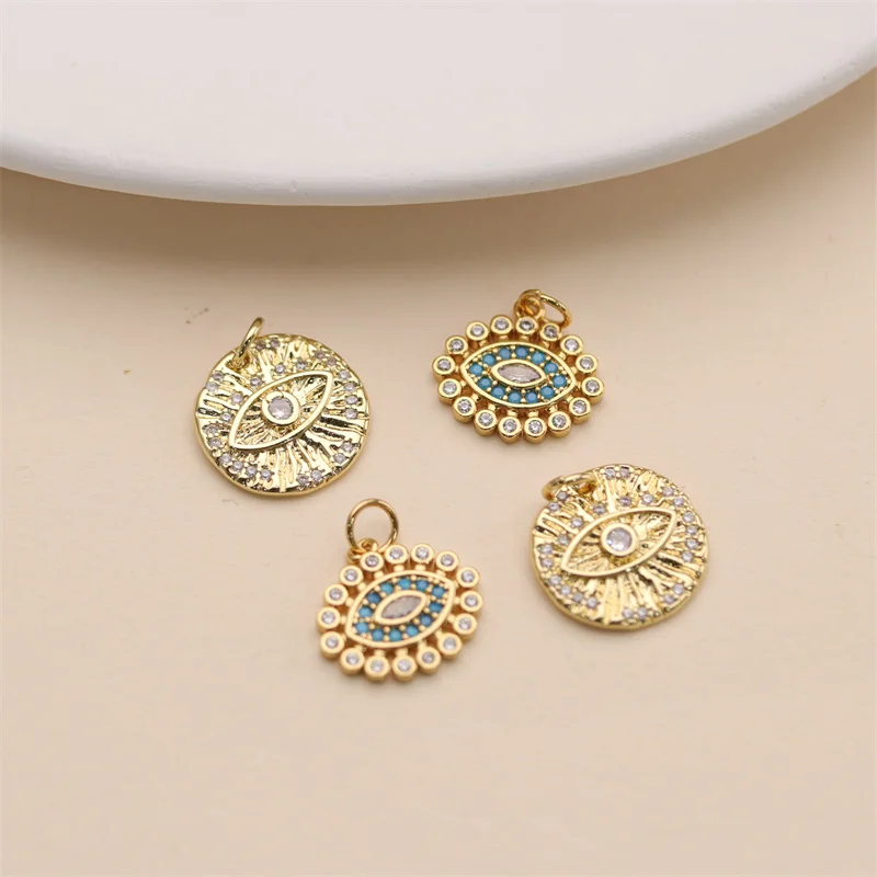 High Quality Nickel Free Anti Fading 18k Gold Plated Oval Eye Charms For Jewelry Necklace Making