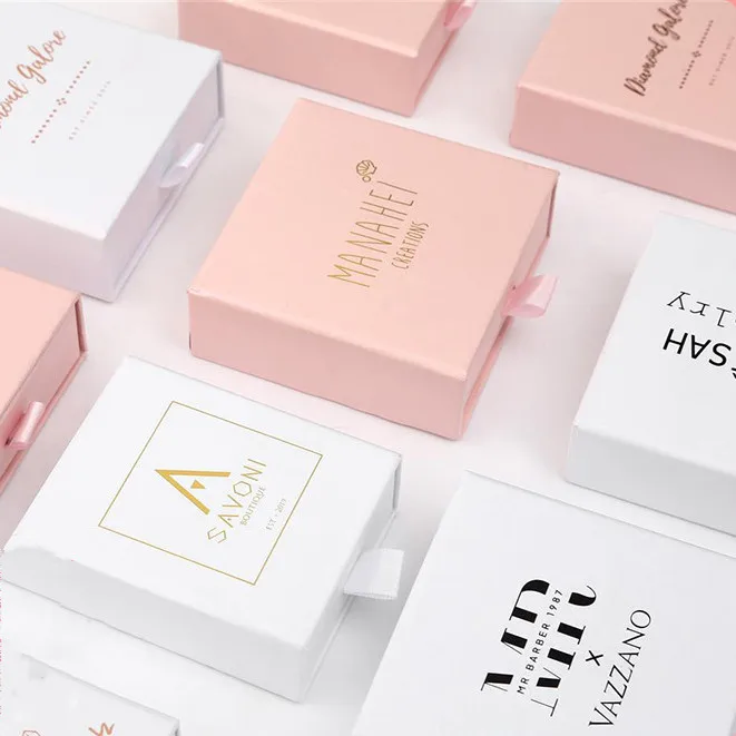 Pink Paperboard Accessories Drawer Paper Box Shopping Cardboard OEM Packaging Paper Boxes for Jewelry Paper Board 100 Pcs Accept