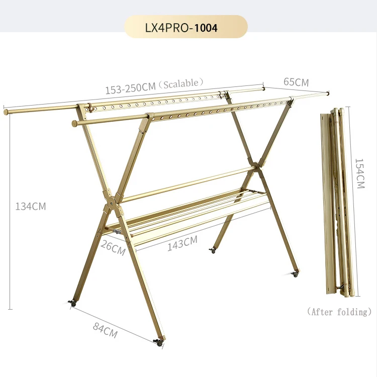 Factory Direct Selling Aluminum Stand Folding Clothes Hanger Rack