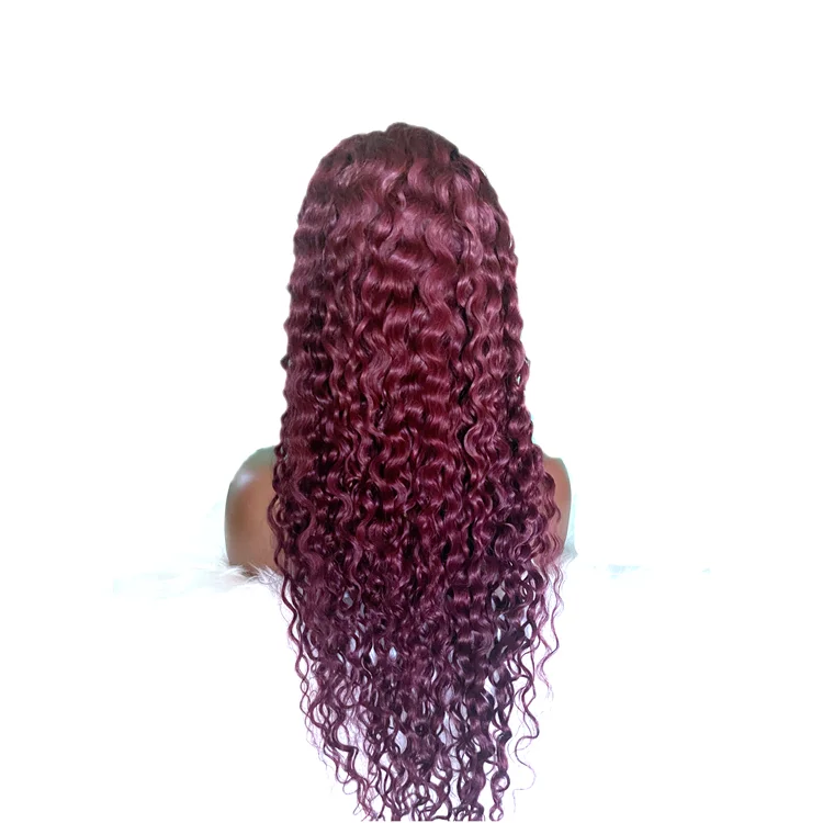 factory wholesale large stock burgundy color Brazilian virgin human hair red color lace wigs