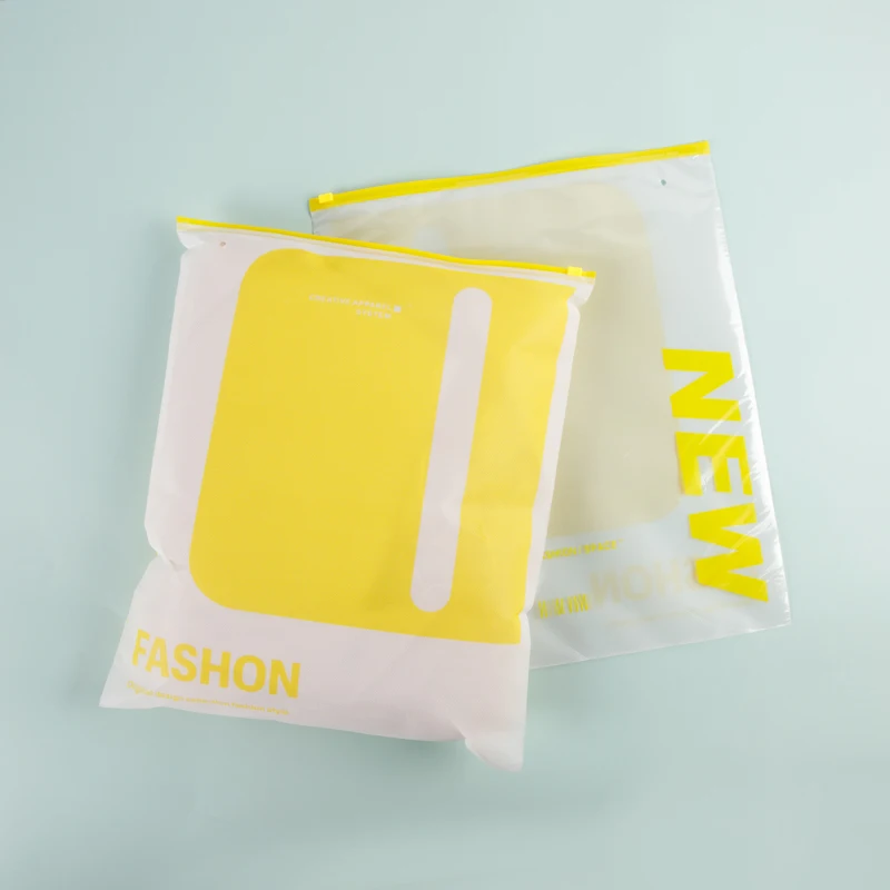 One Side Translucent Clothing Zipper Bags Custom Logo T Shirt Clothes Bikini Packaging Zip Lock Plastic Bag For Swimwear