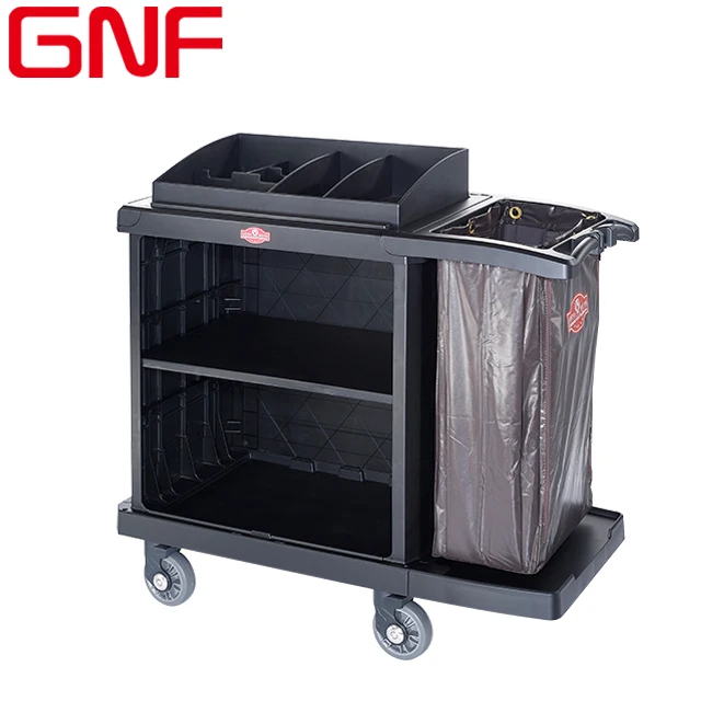 GNF hotel plastic housekeeping service cleaning trolley cart multifunctional Utility Servicing maid trolley cart