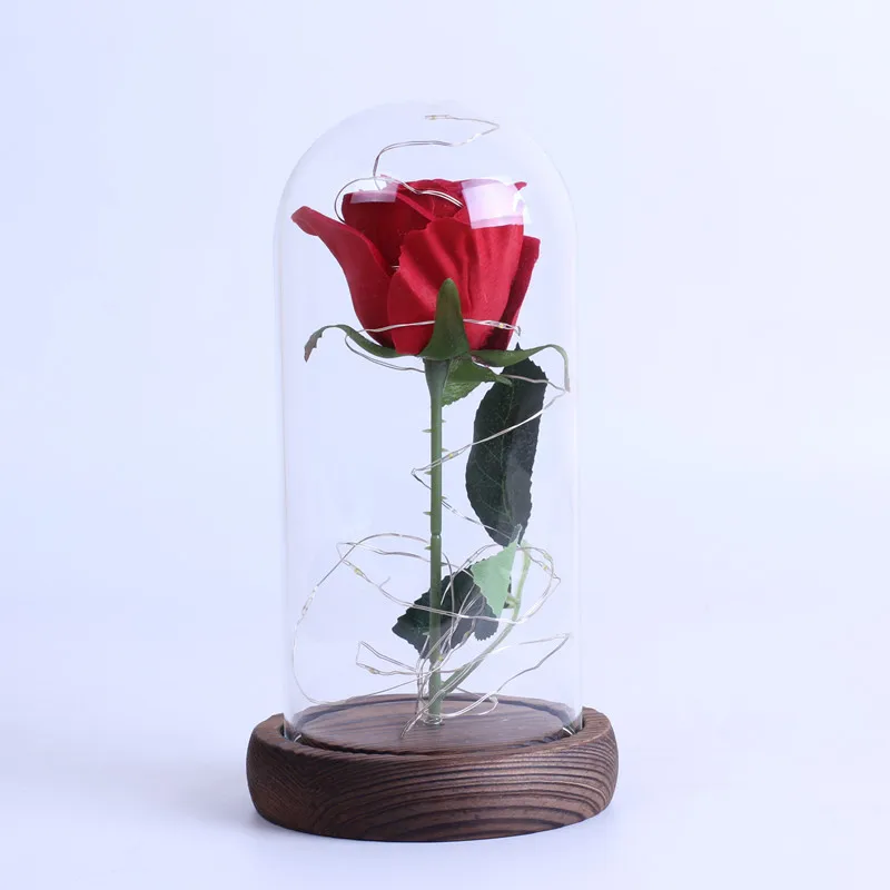 Best Valentines Day Gift fleur preservee rose in glass dome