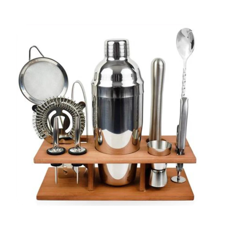 Hot Selling Portable Full Bar Tool Set With Stainless Steel Bar Accessories Kit Gifts Cocktail Shaker Set