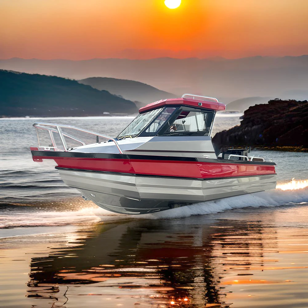 Small Fishing Boat With Motor 6m Aluminum Boats Center Console 6 Passengers Family Yacht Dual Engine Aluminium Cabin