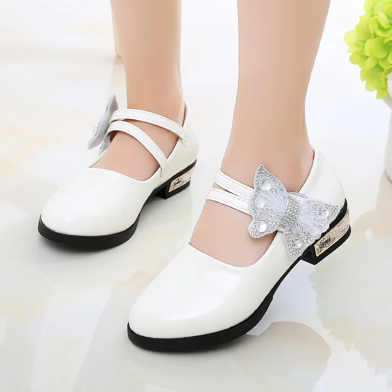 
The latest fashion girl leather shoes princess shoes non-slip solid color bow student performance shoes 