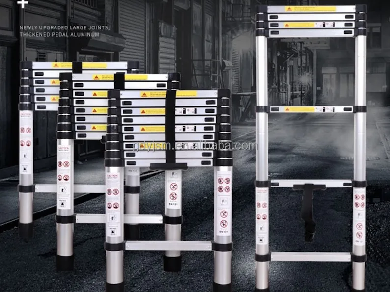 Extendable Single Straight Aluminum Telescopic Ladders High Quality Folding Step