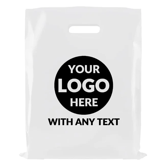 Custom Die Cut Plastic Bags Biodegradable Plastic Shopping Bags with Handles Die Cut Handle Bags Bulk for Grocery Business