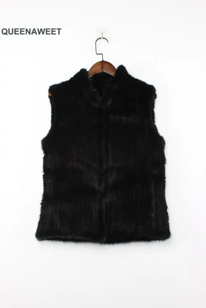 Ladies Fashion Luxury Style High Quality Real Knit mink Fur Vest