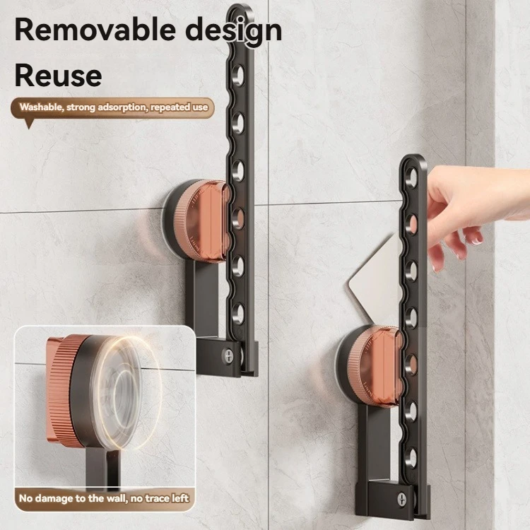 Heavy-Duty Wall Mounted Aluminium Clothes Rack Folding Design with Vacuum Suction Cup for Laundry Drying Metal Tool