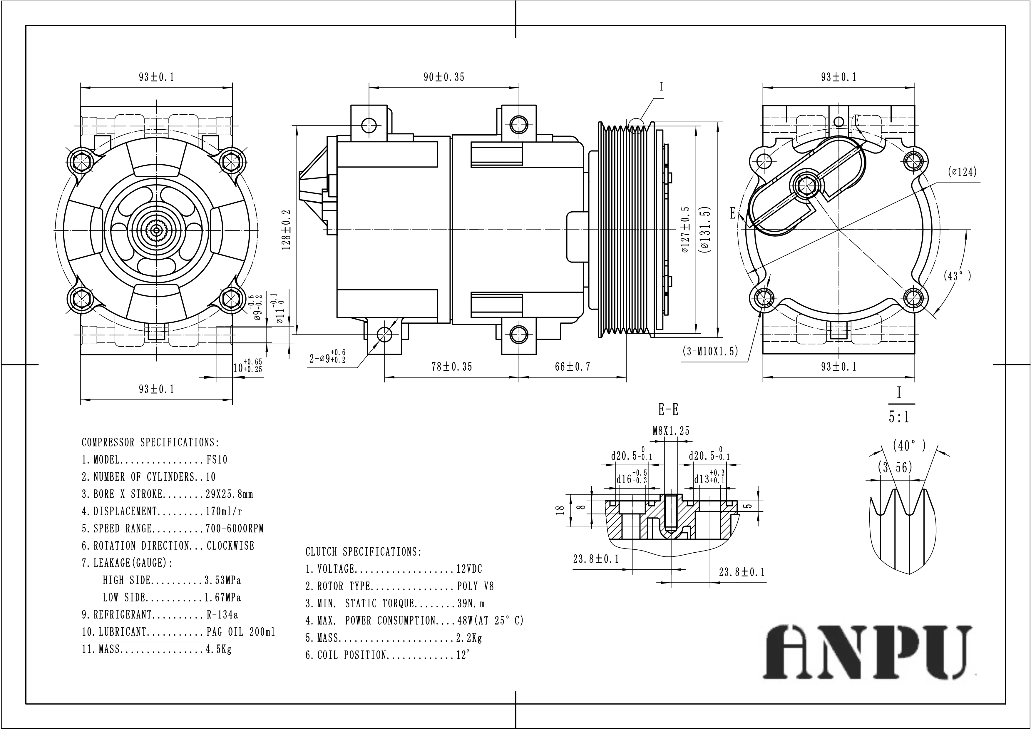 beand new auto compressor  fs10 ac compressor for f-150/250  FS10 8PK 132MM 58161 OEM 5U2Z19V703FD