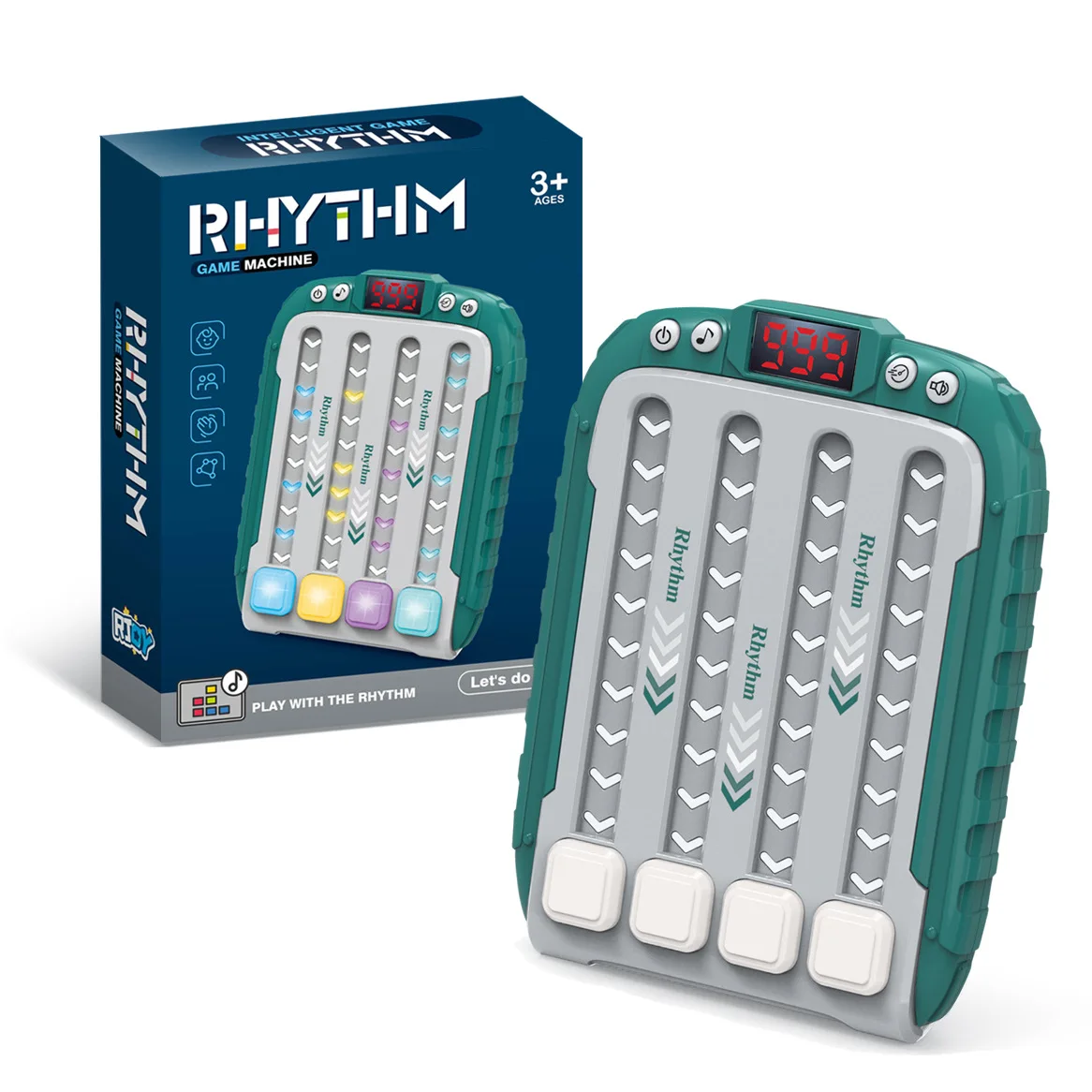 Handheld Rhythm Game Machine Kids Quick Push Puzzle Game Rhythm Machine 6 Levels Rhythm Button Game with Lights