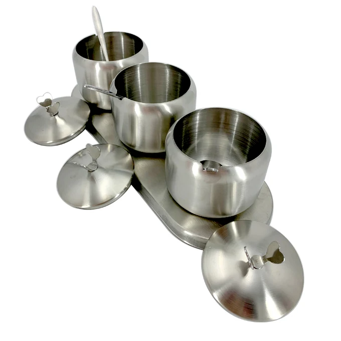 
kitchen utensil Salt and sugar set seasoning box Stainless steel platform design 