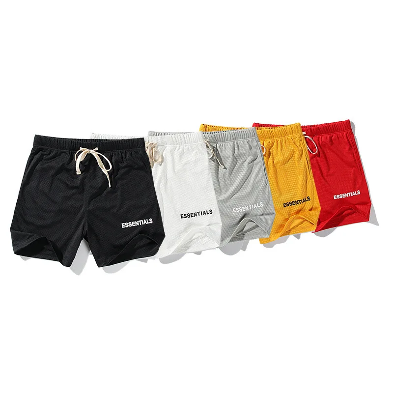 
Factory Hot Sale High Quality Double layer mesh fabric street style men Essentials FEAR of GOD mesh track shorts  (1600106775383)