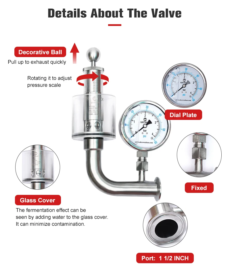 Easy Maintenance Exhaust Control Pressure Relief Beer Tank Fermentation Bung