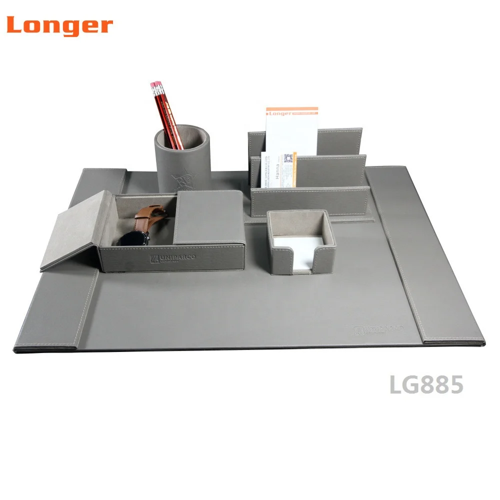 LG885 OEM Supplier High-end Office Home Study Room Table Leather Stationery Gift Desk Sets