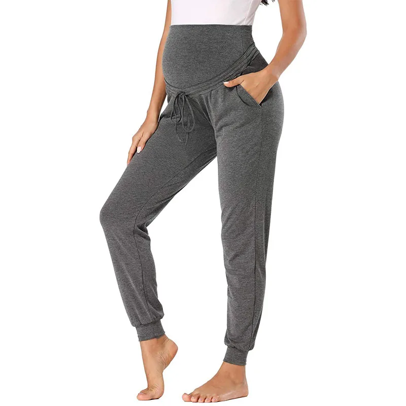 OEM Relaxed Fit Pantalones Casual Sports Women Plain Solid Pregnant Track Pants Comfortable Ladies Cotton