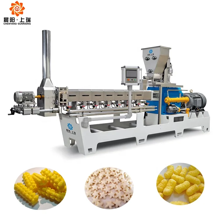 Complete Production Line Puffed Fried Snack Food Extruder Extrusion