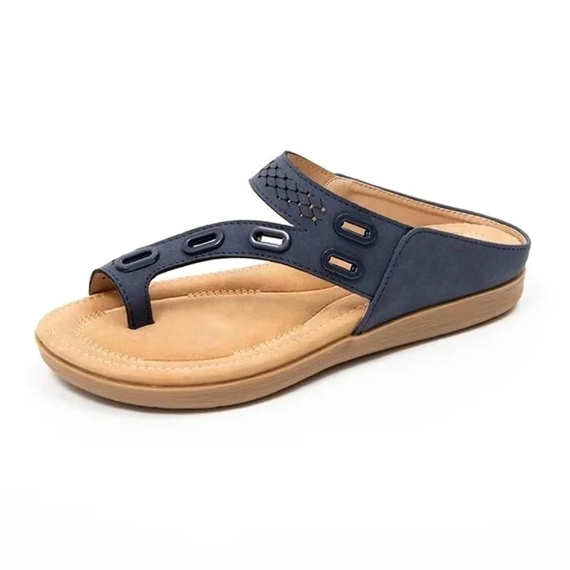 Summer Fashion Ladies Beach Sandals Elastic Band Open Toe Designer Leather Orthopedic Slippers Women Flip Flops