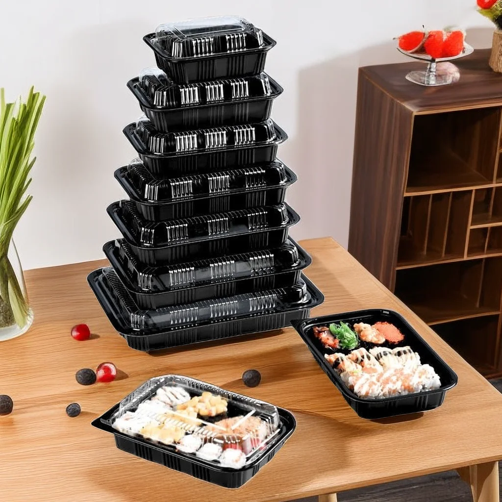 Easy Takeway Japanese Plastic Food Packaging Disposable Microwavable Meal Prep Bento Lunch Box